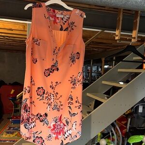 New York & Company Peach and Black Floral Dress